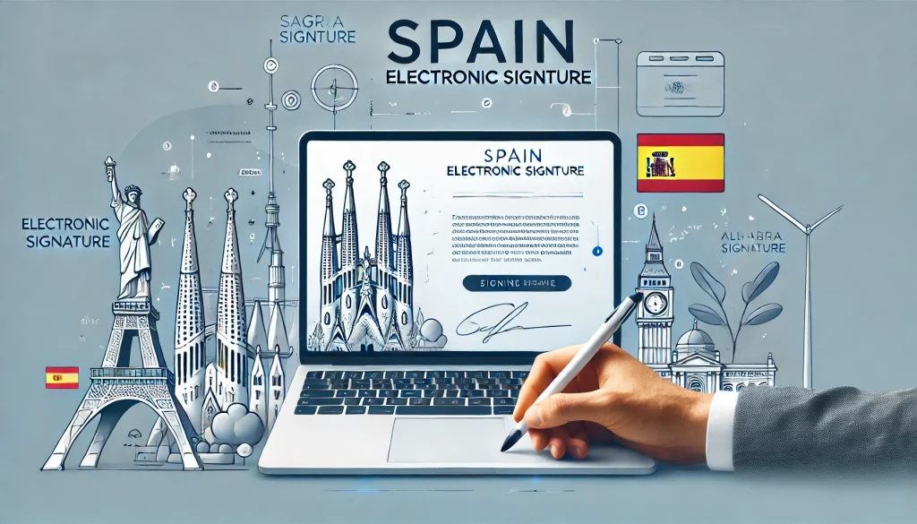 A document signed with the Spanish electronic signature on a laptop